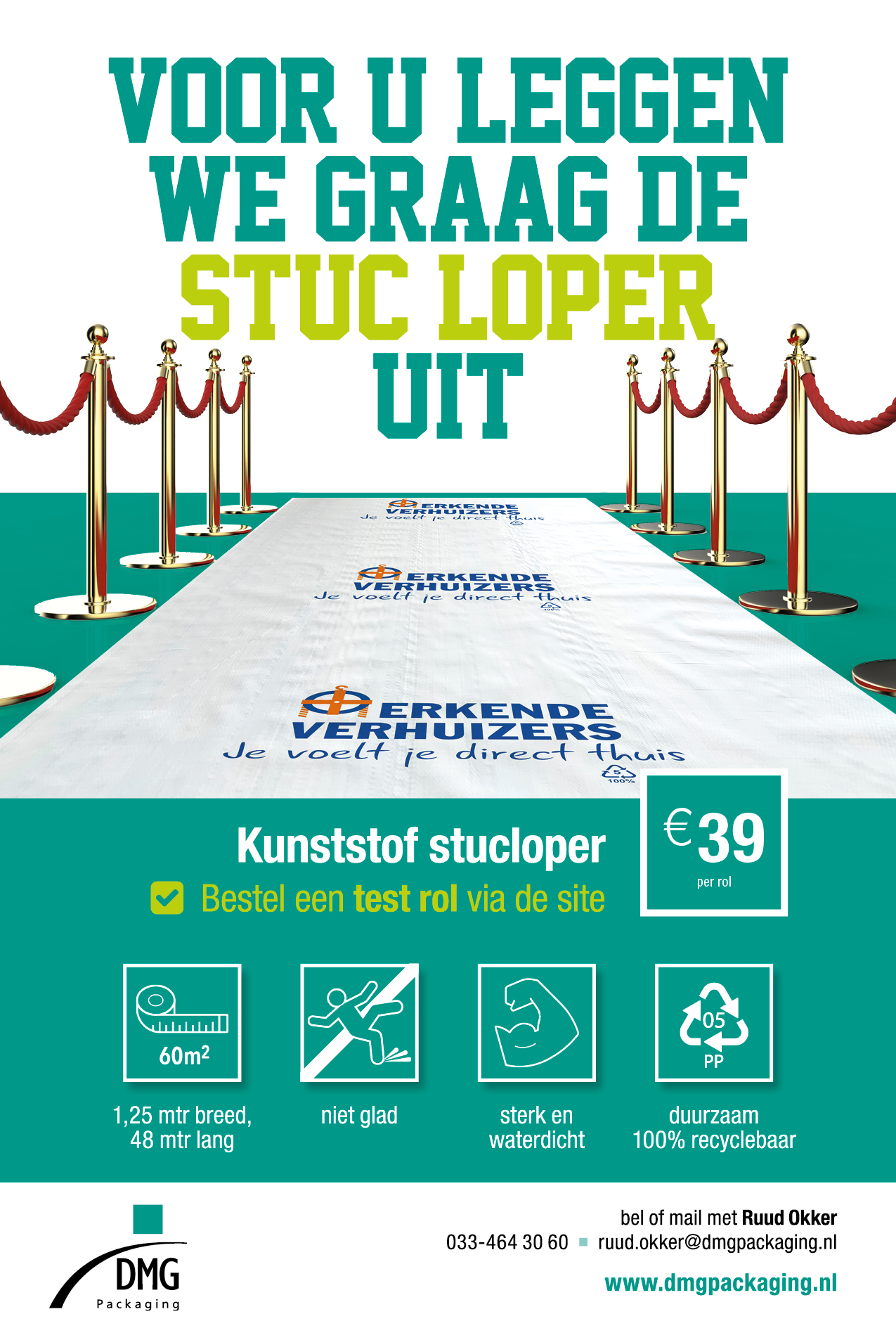 PP/PE stucloper 1,25 mtr x 48 mtr