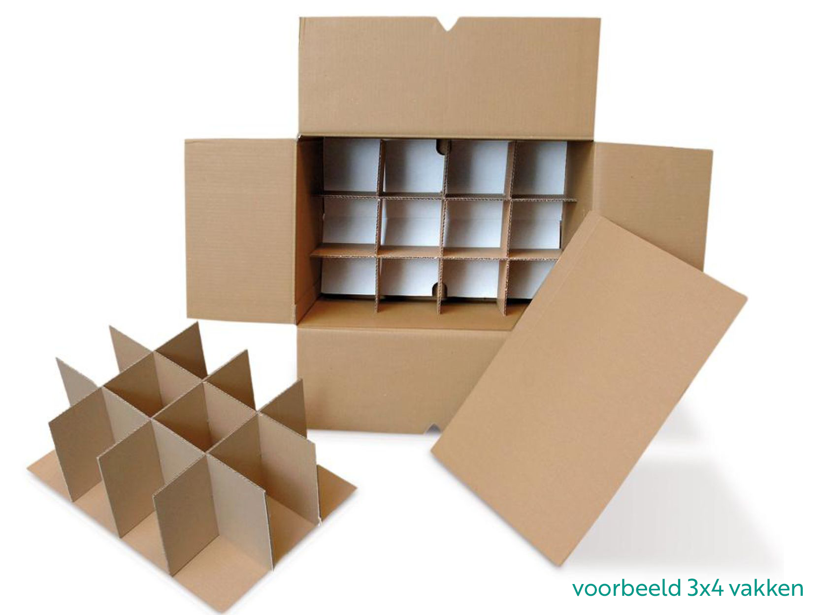 2 stuks Glazendoos verdeling 4 x 5 voor verhuisdozen